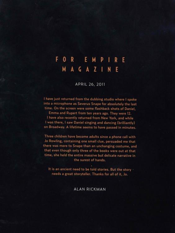 Alan Rickman's letter